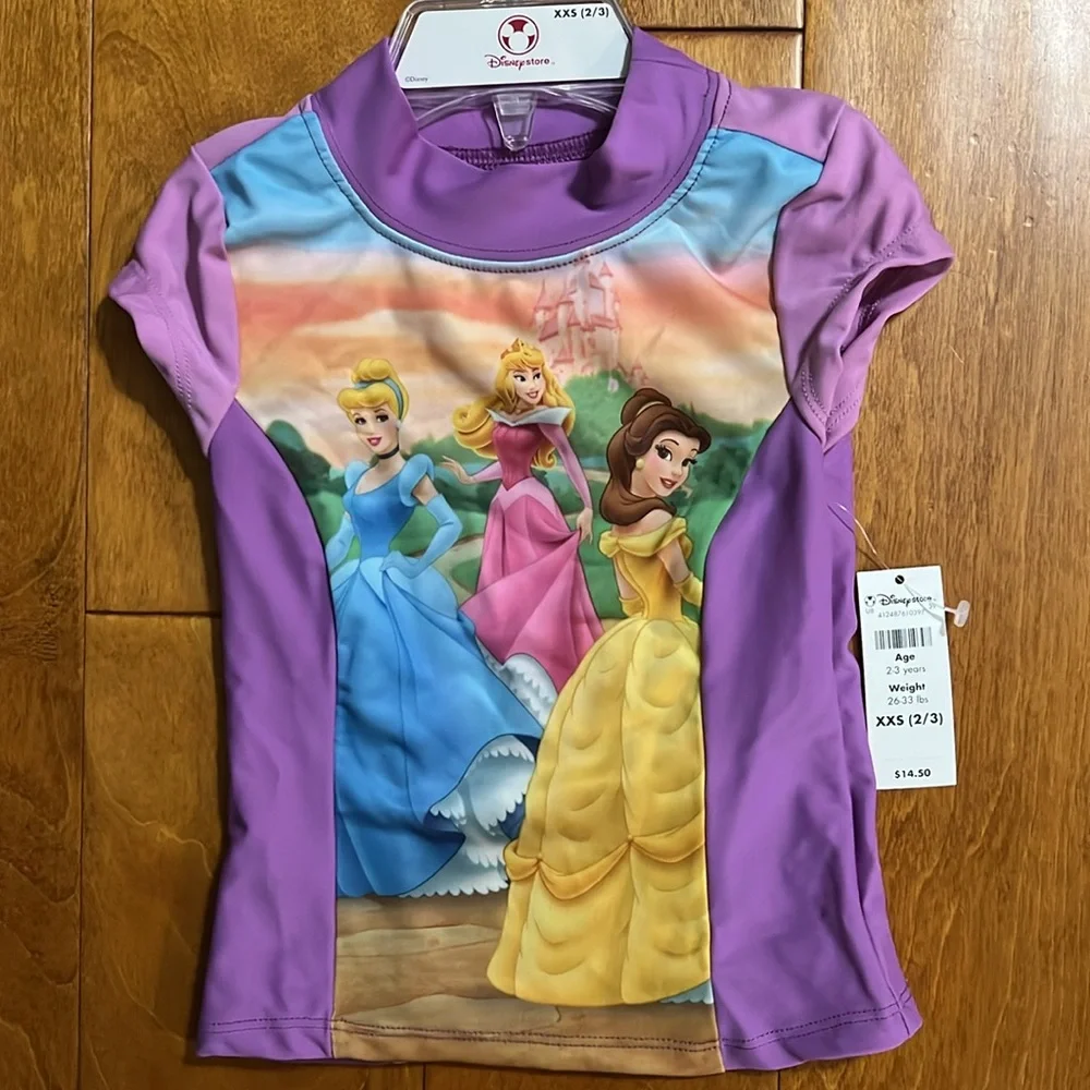Disney Store Princess Toddler Bathing Suit (3) & Swim Top XXS (2/3) Summer Beach